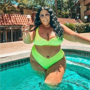 Fashion nova curve neon yellow bikini